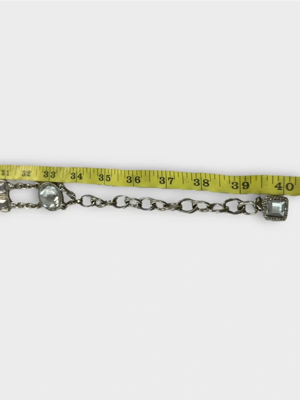 Vintage Silver Tone Rhinestone Chain Belt Adjustable Crystal Waist Belt Boho